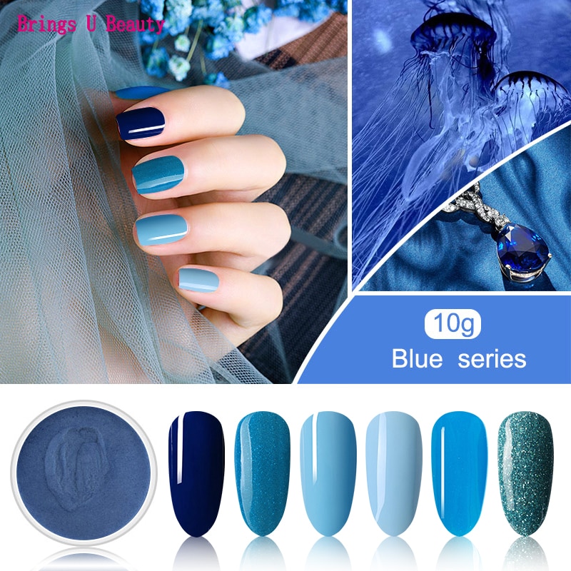 10g/box Very Fine 6 In 1 Elegantly Sky Blue Series Nail Dipping Powder Without Lamp Cure Easy Operate Natural Dry DIY Dip Powder