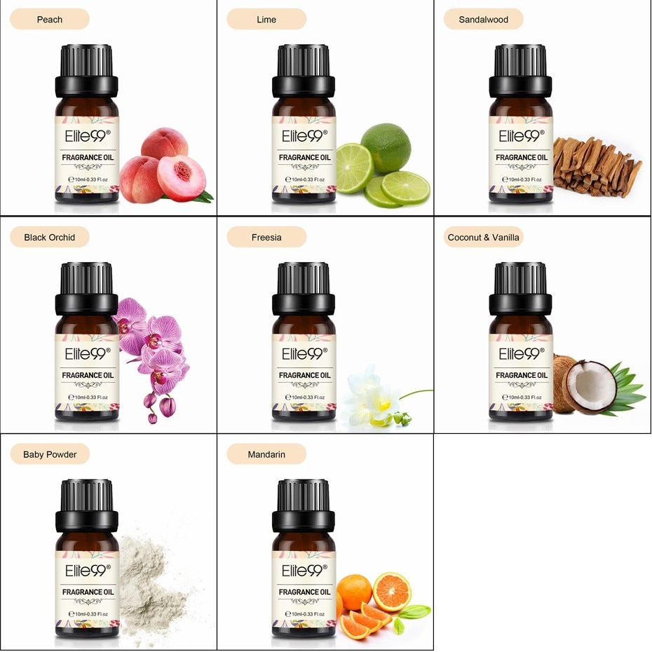 Elite99 Flower Fruit Essential Oil for Humidifier Fragrance Lamp Bubble Gum Mandarin Honeysuckle Sea Breeze Baby Powder Oil 10ml