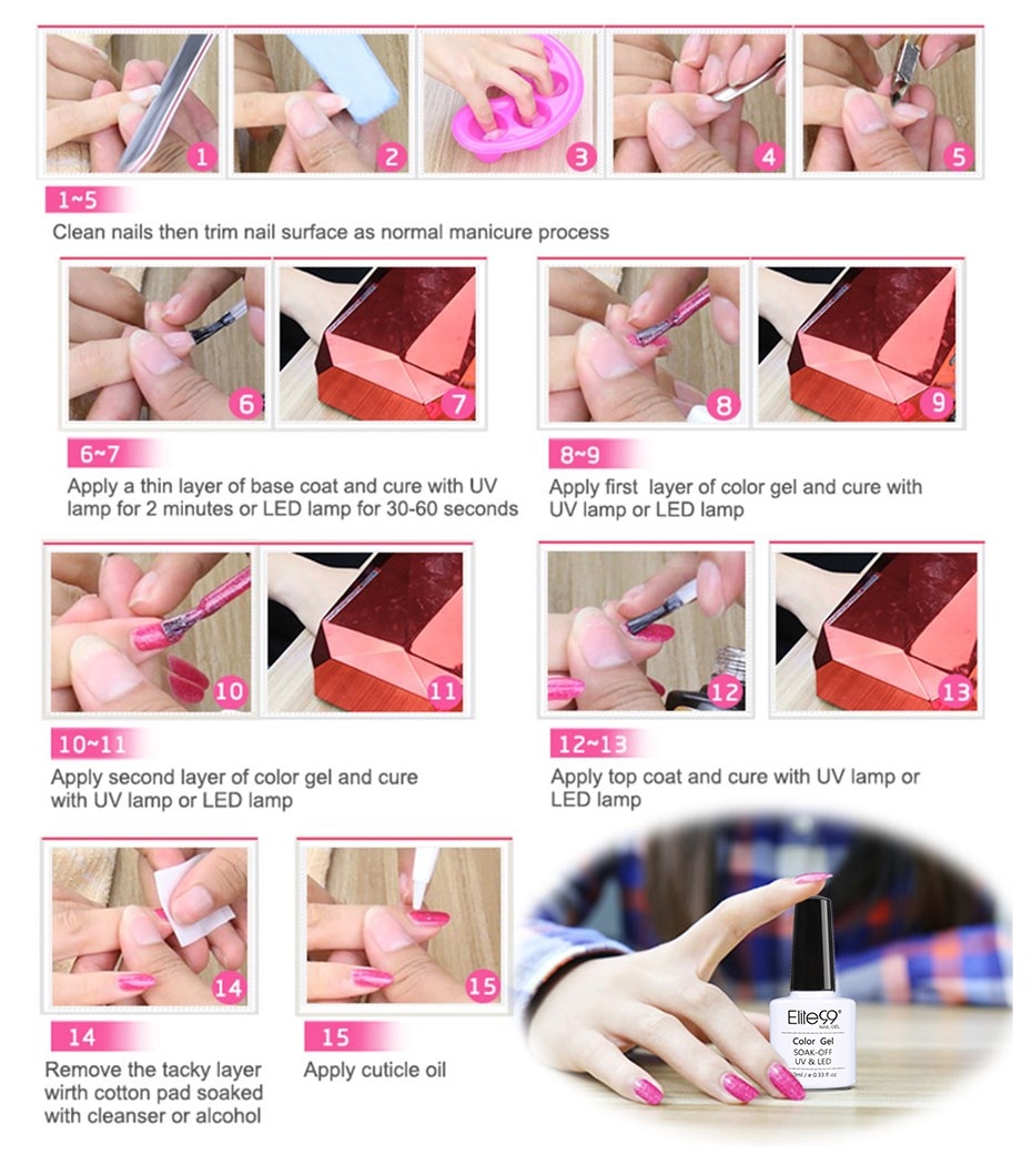 Elite99 10ml Pure Color UV LED Gel Polish Soak Off Black White Color Gel Nail Lacquer Long Lasting Nail Art Design Gel Varnishes