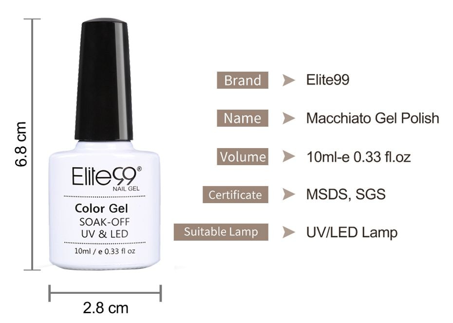 Elite99 10ml Macchiato Color Nail Art Gel Polish Top Base Coat Needed Soak Off LED UV Gel Nail Polish Semi Permanent Gel Varnish