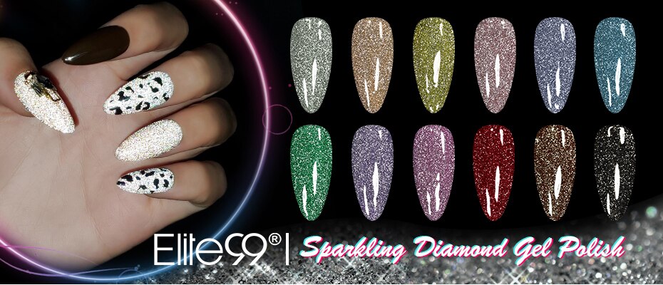 Elite99 10ml Crystal Diamond Gel Nail Polish Hybrid Glitter Nails Gel Semi Permanent Nail Varnishes Gel Lacquer Manicure