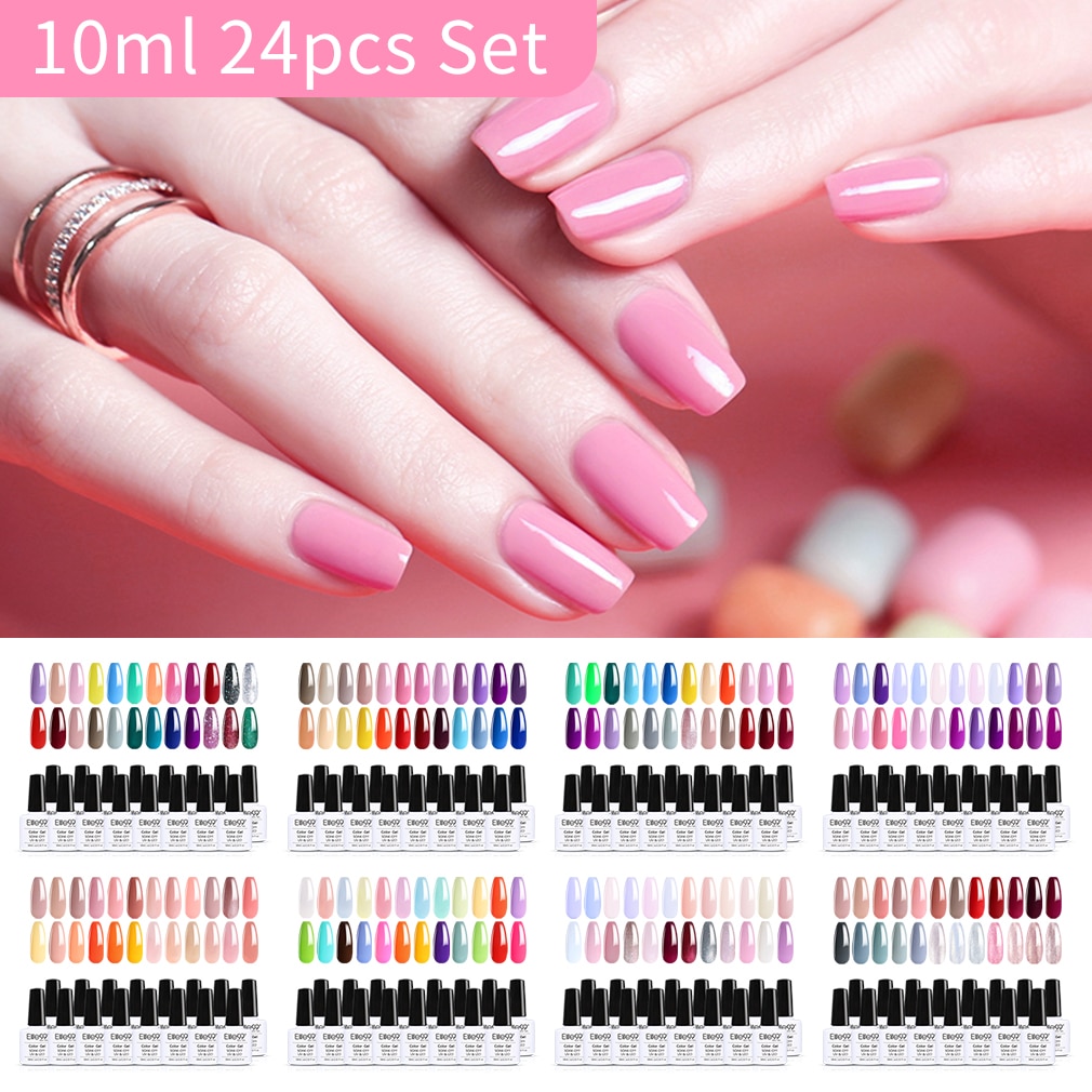 Ship From ES Elite99 24 / 6 Pieces Gel Nail Polish Kit 10ml Macaron UV Nails Gel Varnish Nail Art Manicure Set Semi-permanent