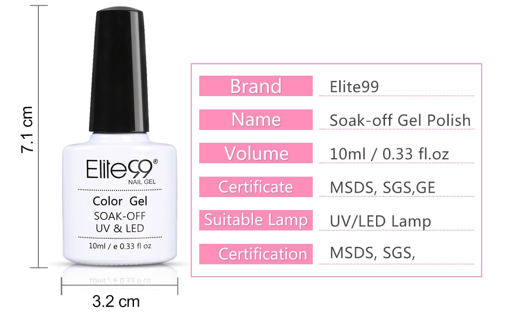 Elite99 6pcs/lot Shinny Gel Varnishes Soak Off UV Gel Nail Polish For Manicure Varnish Hybrid Nails Semi Permanent Gel Polish