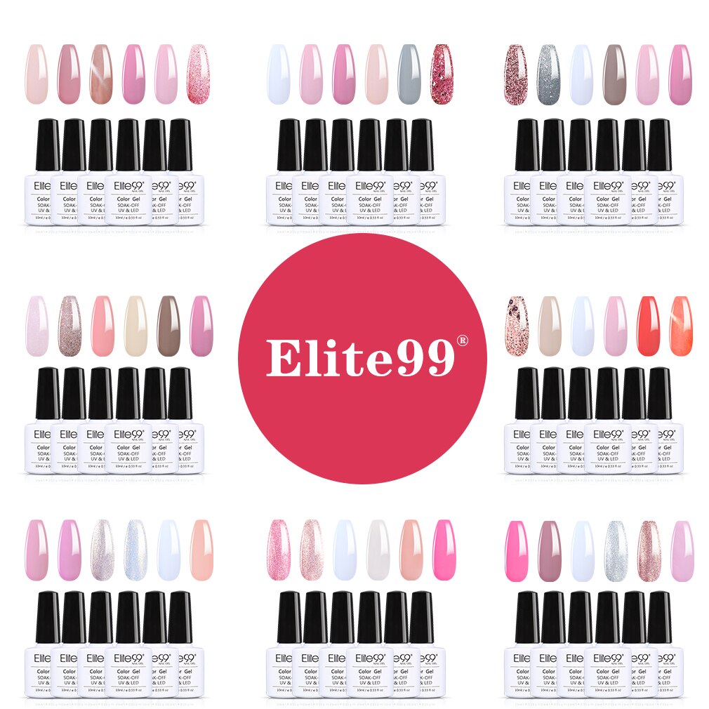 Elite99 6pcs/lot Shinny Gel Varnishes Soak Off UV Gel Nail Polish For Manicure Varnish Hybrid Nails Semi Permanent Gel Polish