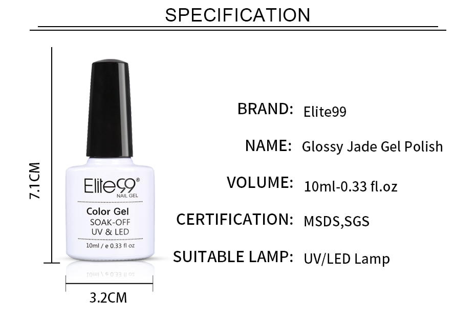 Elite99 10ml Glossy Jade Gel Polish Soak Off UV Gel Lacquers Shimmer Glitter Varnish Hybrid Nail Art Manicure Gel Nail Polish