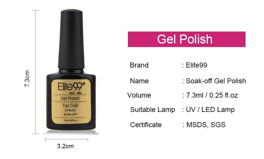 Elite99 7.3ML Base Top Coat  UV Gel Nail Polish 10ml Soak Off Long Lasting Primer Lacquer Nail Manicure Vernis Semi Permanent