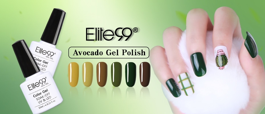 Elite99 10ML Avocado Gel Polish UV LED Nail Varnish For Manicure Gel Lacquer Semi Permanent Gel Paint Nail Art DIY Design Tools
