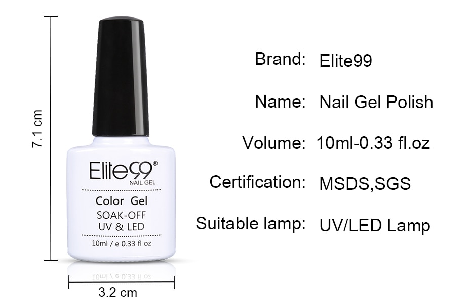 Elite99 10ML White Black Red UV Gel Nail Polish LED Lamp Gel Lacquer Gel Polish Pure Colors Gel Varnish Nail Primer Base Top