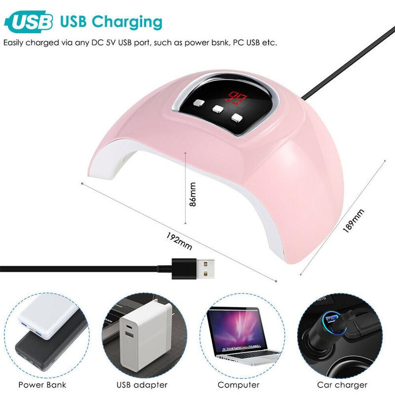 54W UV LED Lamp For Nails Dryer Auto-Sensing Timers 18pcs UV Lamps For Manicure Gel Nail Lamp Drying Lamp For Gel Varnish