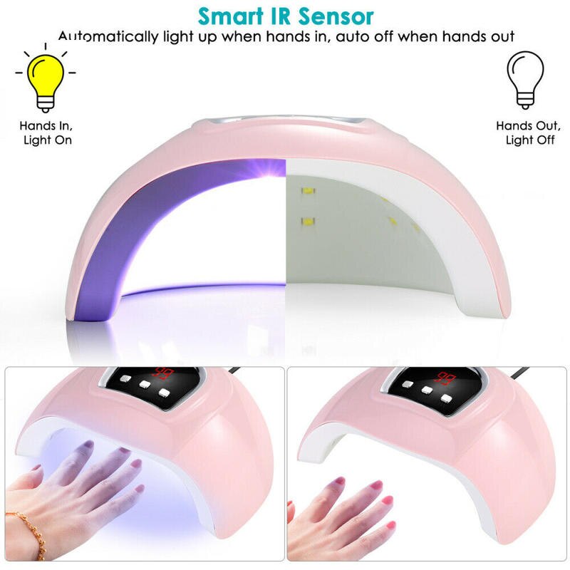 54W UV LED Lamp For Nails Dryer Auto-Sensing Timers 18pcs UV Lamps For Manicure Gel Nail Lamp Drying Lamp For Gel Varnish