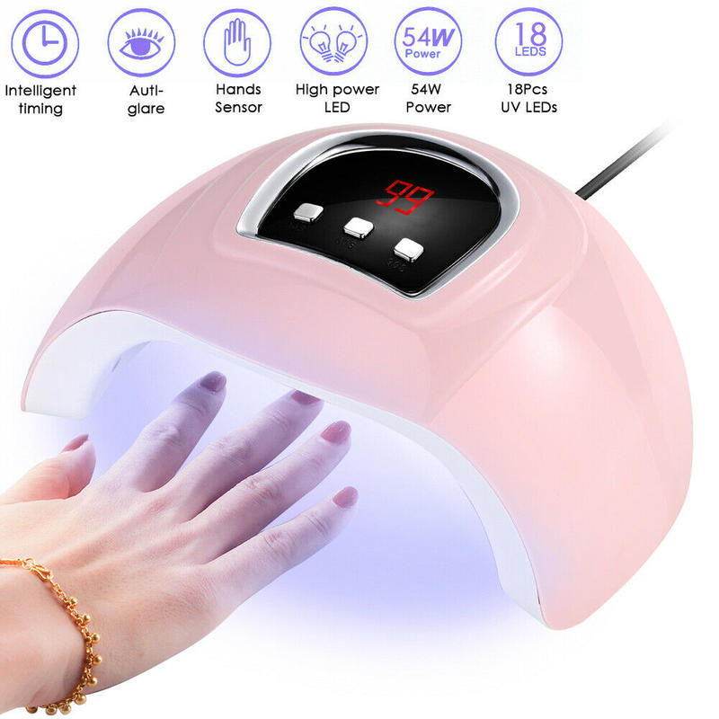 54W UV LED Lamp For Nails Dryer Auto-Sensing Timers 18pcs UV Lamps For Manicure Gel Nail Lamp Drying Lamp For Gel Varnish