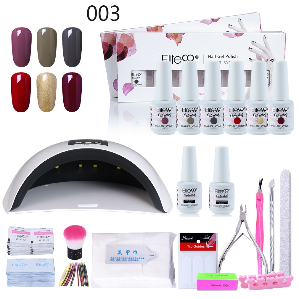 Elite99 Nail Gel Set With 36W UV LED Lamp Dryer Manicure Tools 6pcs Gel Nail Polish Top Base Coat For Nail Art SET & Kit