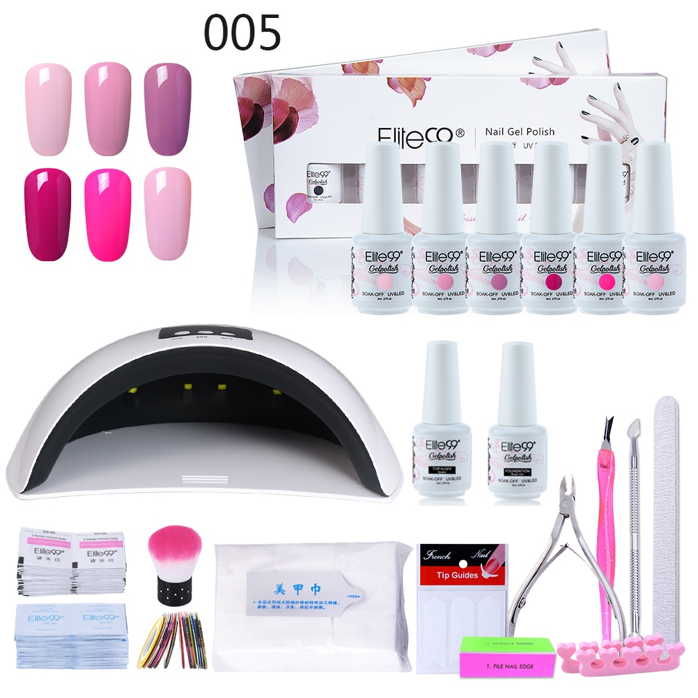 Elite99 Nail Gel Set With 36W UV LED Lamp Dryer Manicure Tools 6pcs Gel Nail Polish Top Base Coat For Nail Art SET & Kit