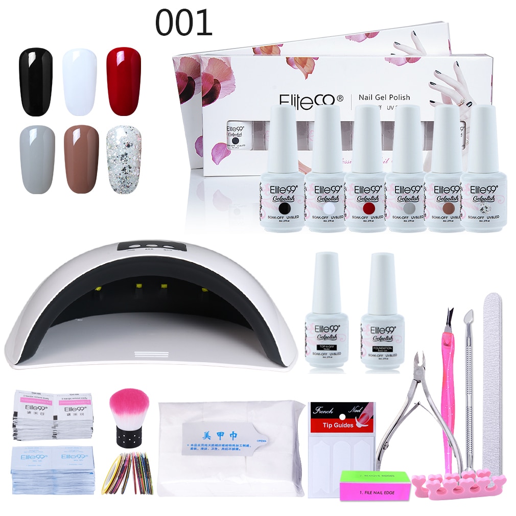 Elite99 Nail Gel Set With 36W UV LED Lamp Dryer Manicure Tools 6pcs Gel Nail Polish Top Base Coat For Nail Art SET & Kit