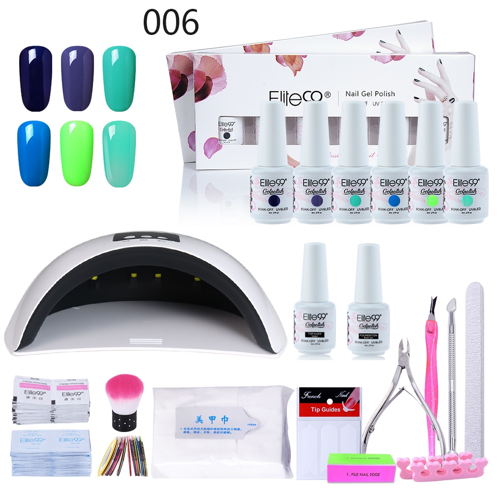 Elite99 Nail Gel Set With 36W UV LED Lamp Dryer Manicure Tools 6pcs Gel Nail Polish Top Base Coat For Nail Art SET & Kit