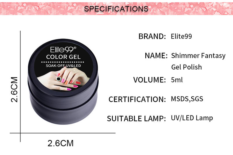 Elite99 5ml Shimmer Fantasy Nail Gel Polish Bling Glitter Hybrid UV Nail Polish Semi Permanent Enamel LED Lamp Nail Art Manicure