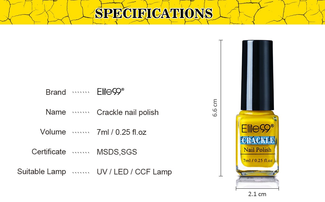 Elite99 7ml Soak Off Crackle Nail Polish Perfect Cracking Nail Lacquer Primer Quick Drying DIY Beauty Nail Art Tools