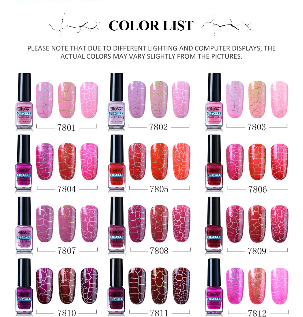 Elite99 7ml Soak Off Crackle Nail Polish Perfect Cracking Nail Lacquer Primer Quick Drying DIY Beauty Nail Art Tools