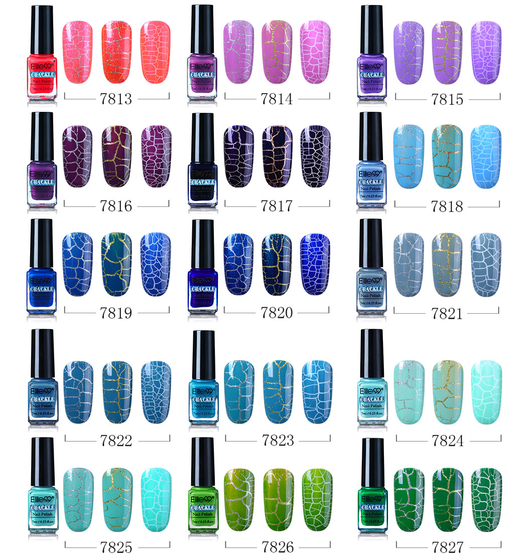 Elite99 7ml Soak Off Crackle Nail Polish Perfect Cracking Nail Lacquer Primer Quick Drying DIY Beauty Nail Art Tools