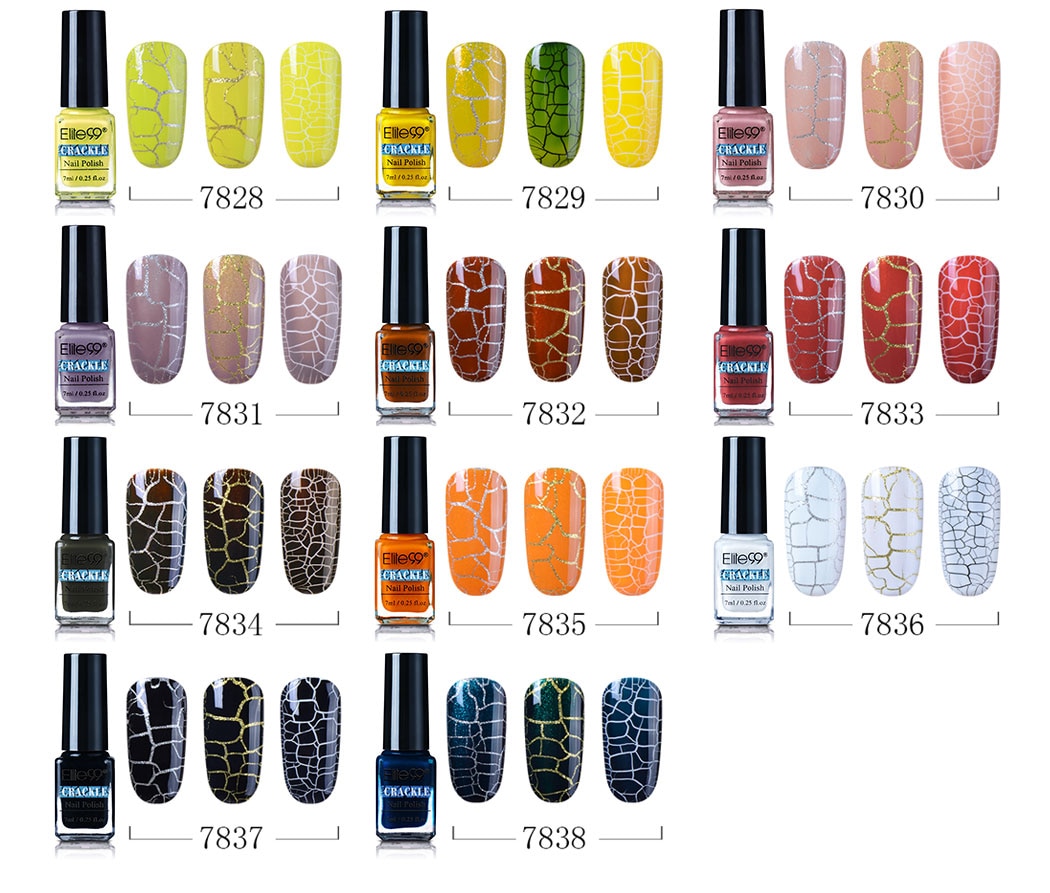 Elite99 7ml Soak Off Crackle Nail Polish Perfect Cracking Nail Lacquer Primer Quick Drying DIY Beauty Nail Art Tools