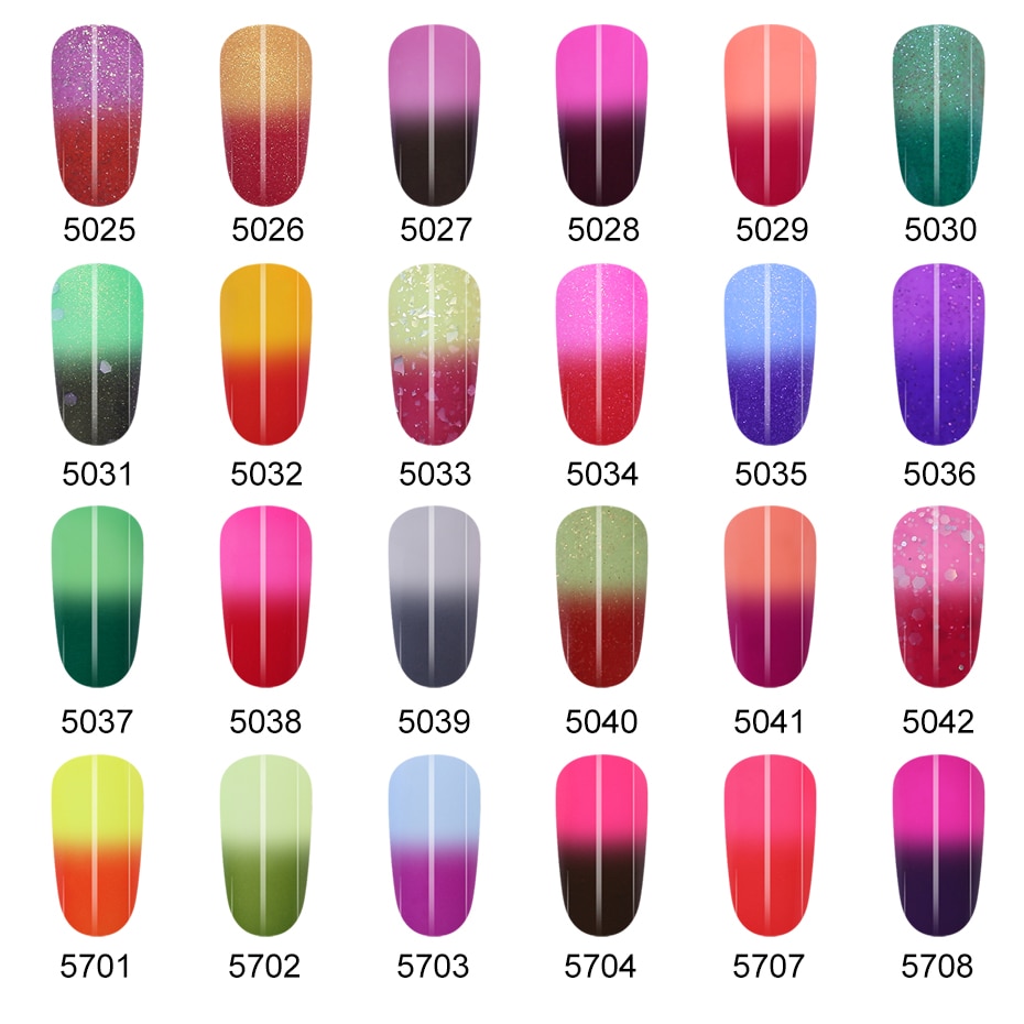 Elite99 Thermal Color Changing Gel Nail Polish Holographic Glitter Hot Cold Temperature Change Soak Off UV Gel Varnish Nail Art