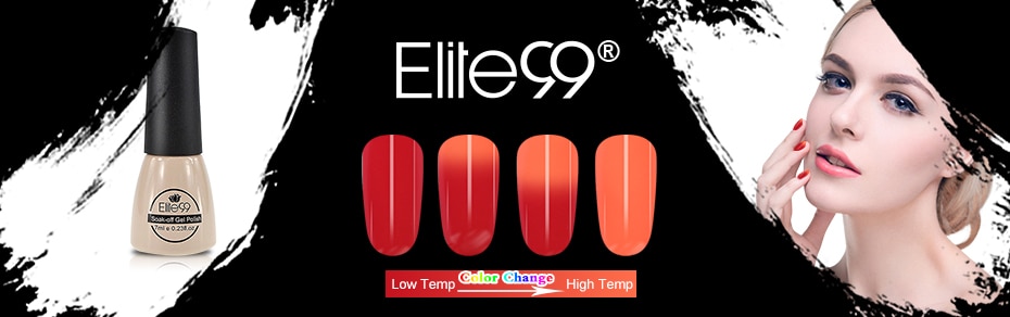 Elite99 Thermal Color Changing Gel Nail Polish Holographic Glitter Hot Cold Temperature Change Soak Off UV Gel Varnish Nail Art