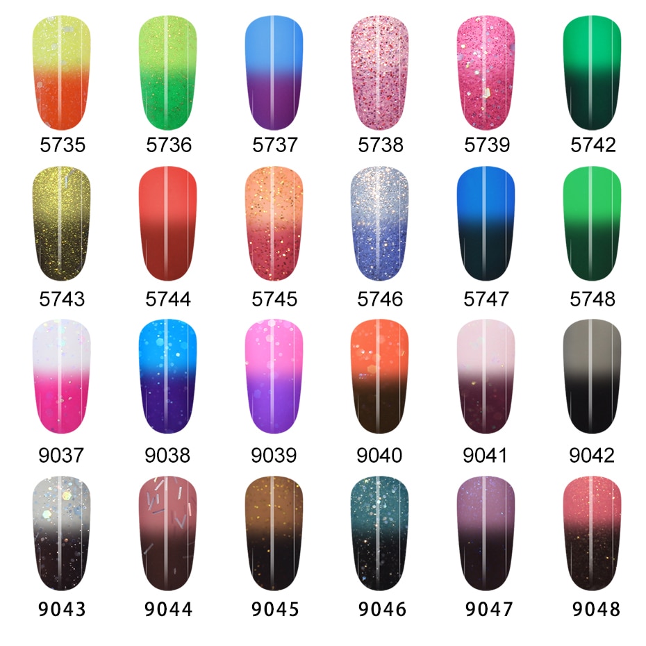 Elite99 Thermal Color Changing Gel Nail Polish Holographic Glitter Hot Cold Temperature Change Soak Off UV Gel Varnish Nail Art