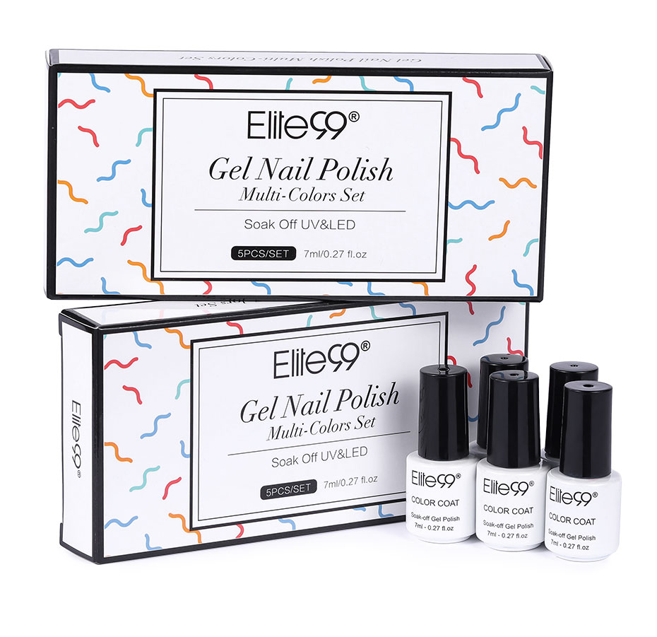 Elite99 5pieces/Lot Gift Sets Box 7ml UV Gel Hot Sales Color Gel Nail Polish Vernis Long Lasing Nail Art Manicure Gel Varnishes