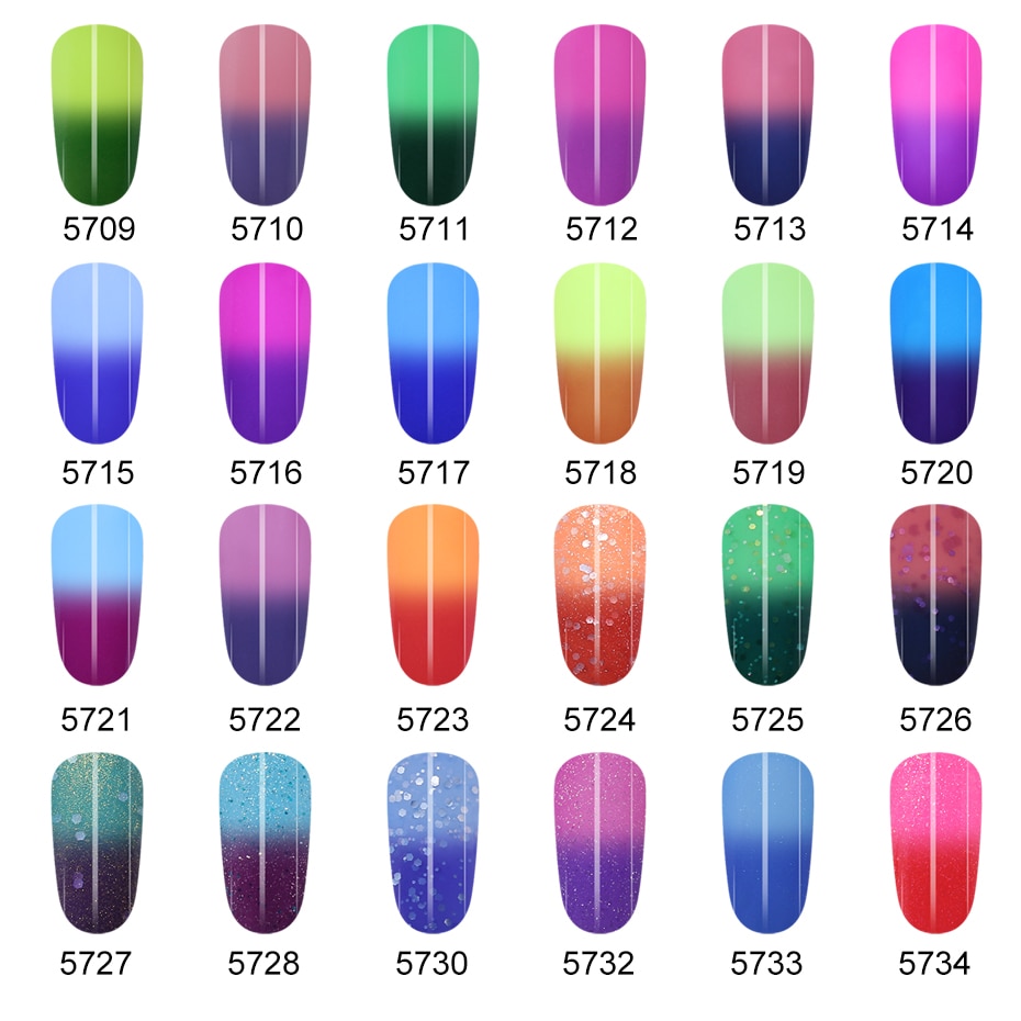 Elite99 7ml Thermal Thermo Mood Color Changing Nail Polish Soak Off UV LED Chameleon Temperature Change Gel varnish Lacquer