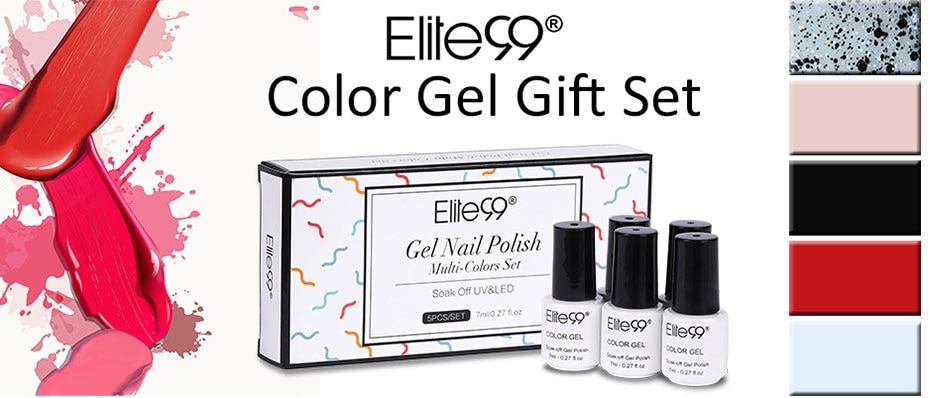 Elite99 5pieces/Lot Gift Sets Box 7ml UV Hot Sales Color Pure Color Gel Polish Vernis Soak Long Lasing Nail Primer Gel Varnishes