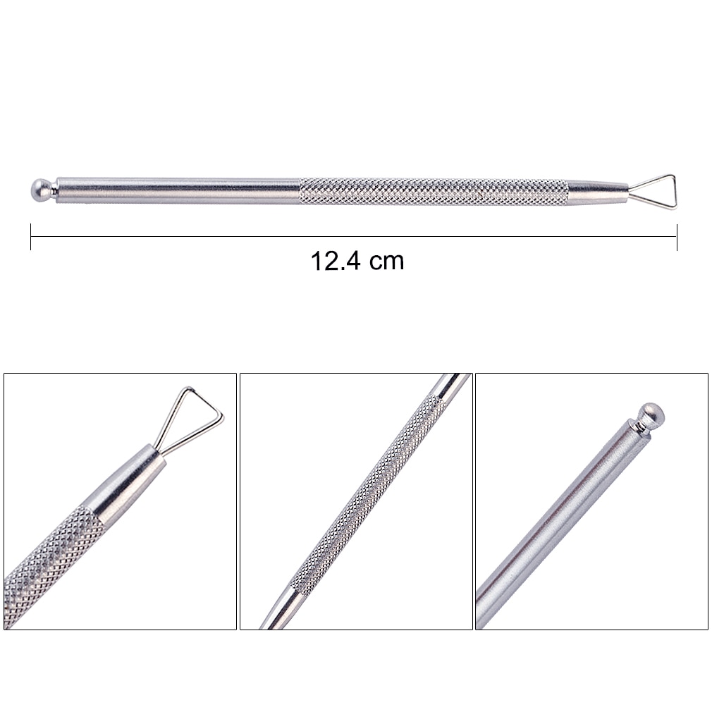 Elite99 Silver Stainless Steel Triangle Stick Rod UV Gel Polish Remover Culticle Pusher Wet Wipes Paper Pads Nail Art Tool