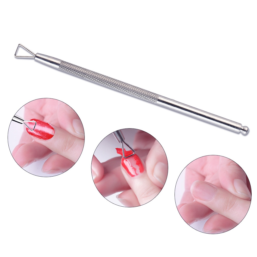 Elite99 Silver Stainless Steel Triangle Stick Rod UV Gel Polish Remover Culticle Pusher Wet Wipes Paper Pads Nail Art Tool