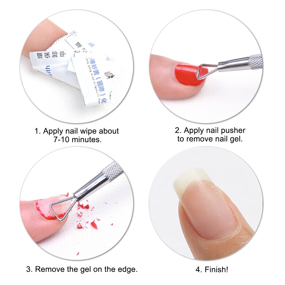 Elite99 Silver Stainless Steel Triangle Stick Rod UV Gel Polish Remover Culticle Pusher Wet Wipes Paper Pads Nail Art Tool