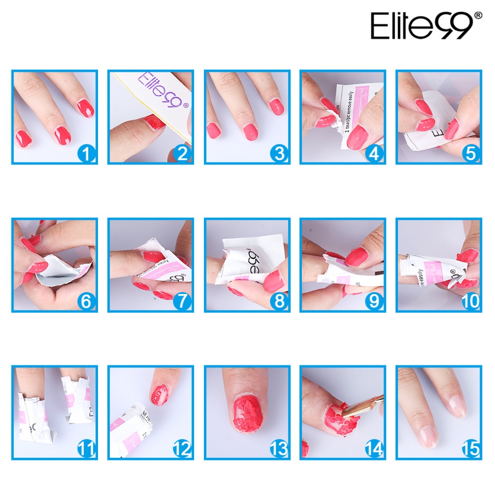 Elite99 50 Pieces Gel Polish Remover Wraps Cotton Pads Manicure Tools Wet Wipes Paper Pads Foil Nail Art Cleaner for UV Gel