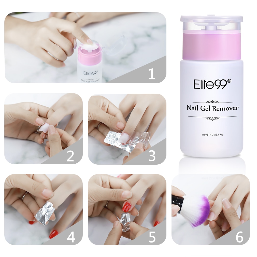 Elite99 High Quality 80ml Clean Nail Gel Remover Art Tools Nail Polish Remover Sticky Liquid use with Nail Tin foil Nail Brush