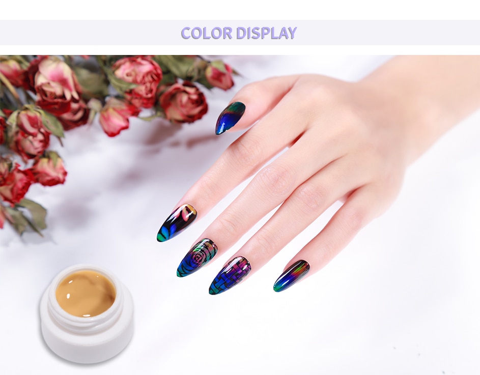 Elite99 Thermochromic Liquid Aurora Changing UV Nail Gel Polish Paint Gel Nails Art Tips DIY Black Base Nail Primer Top Base