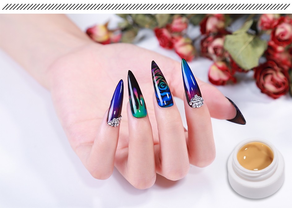 Elite99 Thermochromic Liquid Aurora Changing UV Nail Gel Polish Paint Gel Nails Art Tips DIY Black Base Nail Primer Top Base