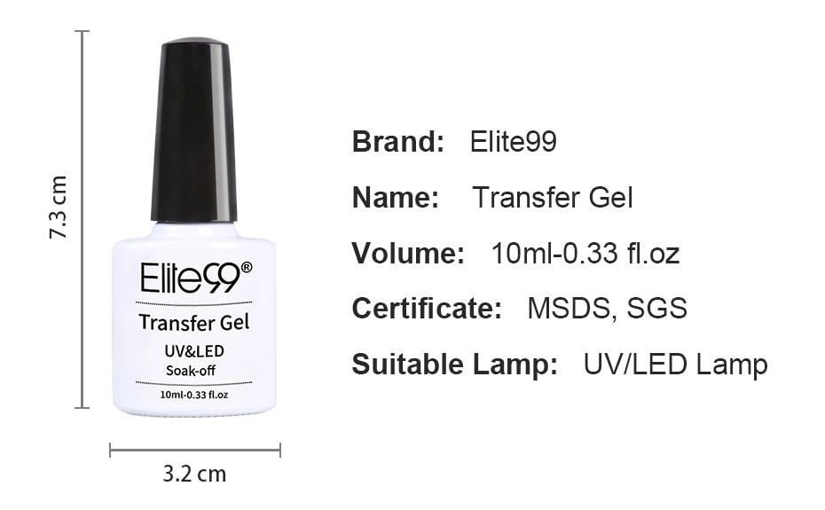 Elite99 10ml Nail Art Transfer Gel Lacquer Nail Foil Adhesive Glue Starry Sky Sticker Transfer Glue Soak Off Gel Paint Manicure