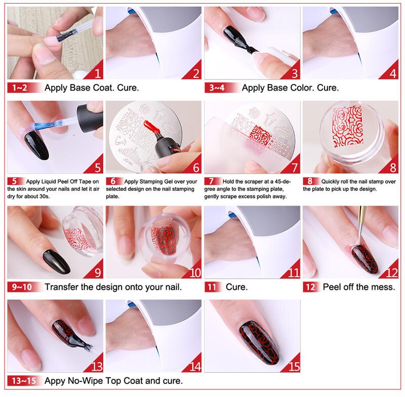 Elite99 Nail Stamping Gel Varnish Colorful Nail Art Decorations Plate Printing Polish Nails Lacquer Soak Off UV Lamp Manicure