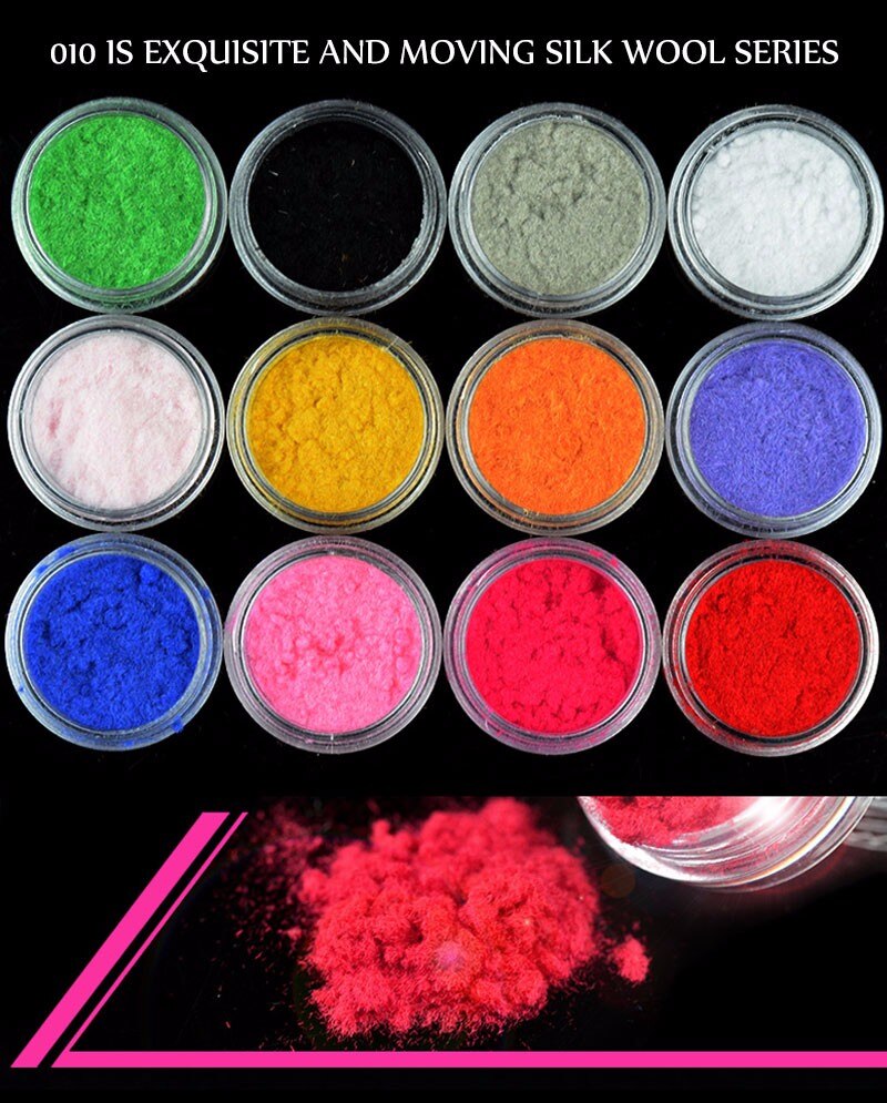 12&24 Colors Nail Fashion Glitter Powder Sticker Nail Art Decoration Dip Powder Gem Gel Nail Polish Holographic Powder For Nails