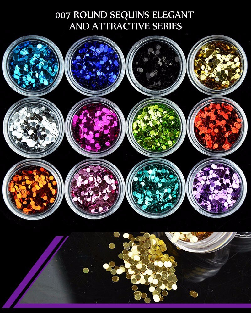 12&24 Colors Nail Fashion Glitter Powder Sticker Nail Art Decoration Dip Powder Gem Gel Nail Polish Holographic Powder For Nails