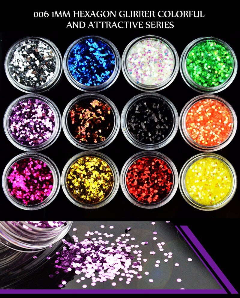 12&24 Colors Nail Fashion Glitter Powder Sticker Nail Art Decoration Dip Powder Gem Gel Nail Polish Holographic Powder For Nails