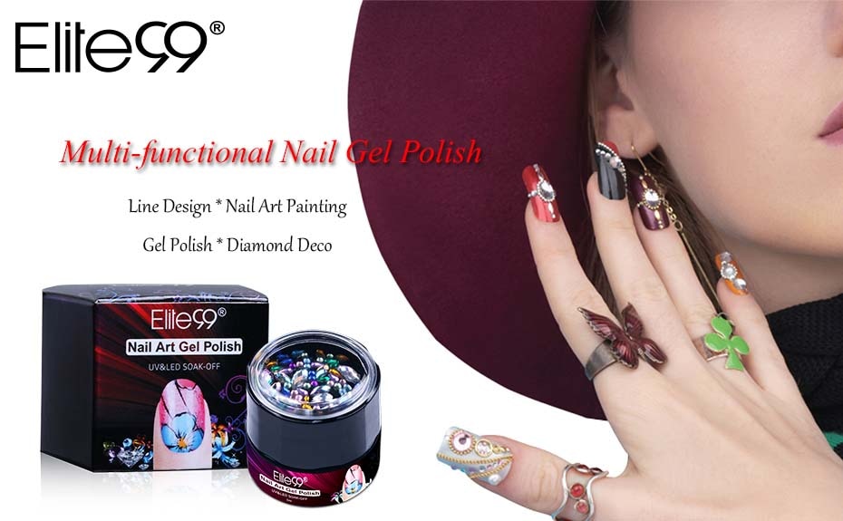 Elite99 5ml 3D Painting Gel Polish Gel Liner With Bling Diamond Nail Art Decoration Manicure Permanent Enamel Nail Gel Lacquer