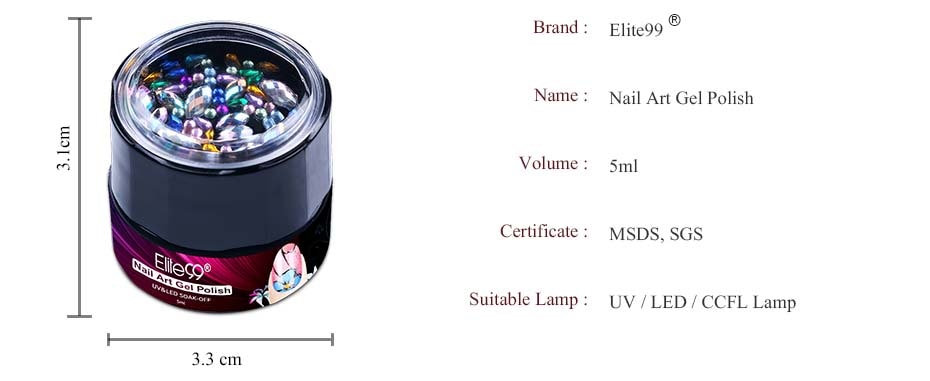 Elite99 5ml 3D Painting Gel Polish Gel Liner With Bling Diamond Nail Art Decoration Manicure Permanent Enamel Nail Gel Lacquer