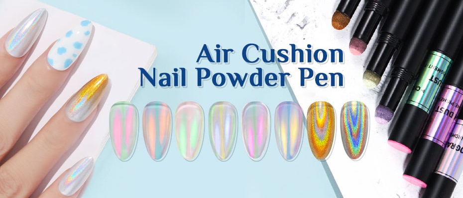 Mermaid Chrome Nail Magic Powder Pen Nail Art Accessories Air Cushion Nail Salon Nail Art Manicure Makeup UV Gel